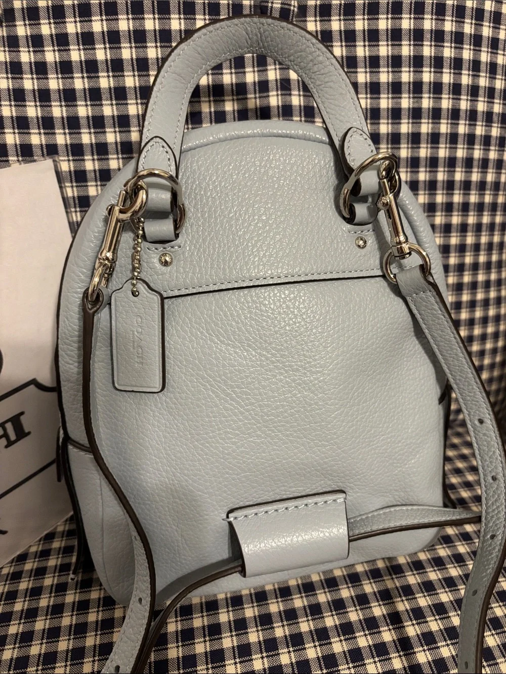 Coach Andi Sky Blue Pebbled Leather Mini Backpack
